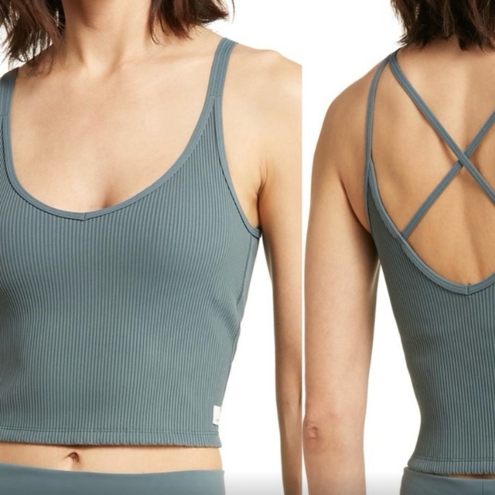 Vuori Teal Ribbed Tank Top